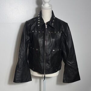 Leather Exotica Black Studded Leather Jacket